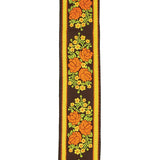 D'Addario Woven Guitar Strap, Peace Love, Brown and Yellow