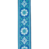 D'Addario Woven Guitar Strap, Peace Love, Blue and White
