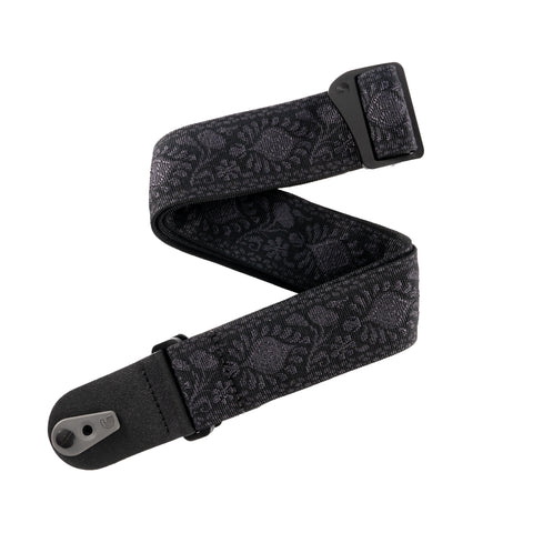 D'Addario Pad Lock Woven Guitar Strap, Monterey Black Tubular