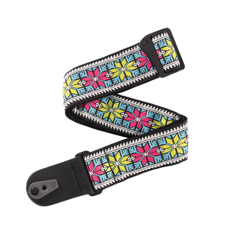 D'Addario Pad Lock Woven Guitar Strap, Parallel Flowers