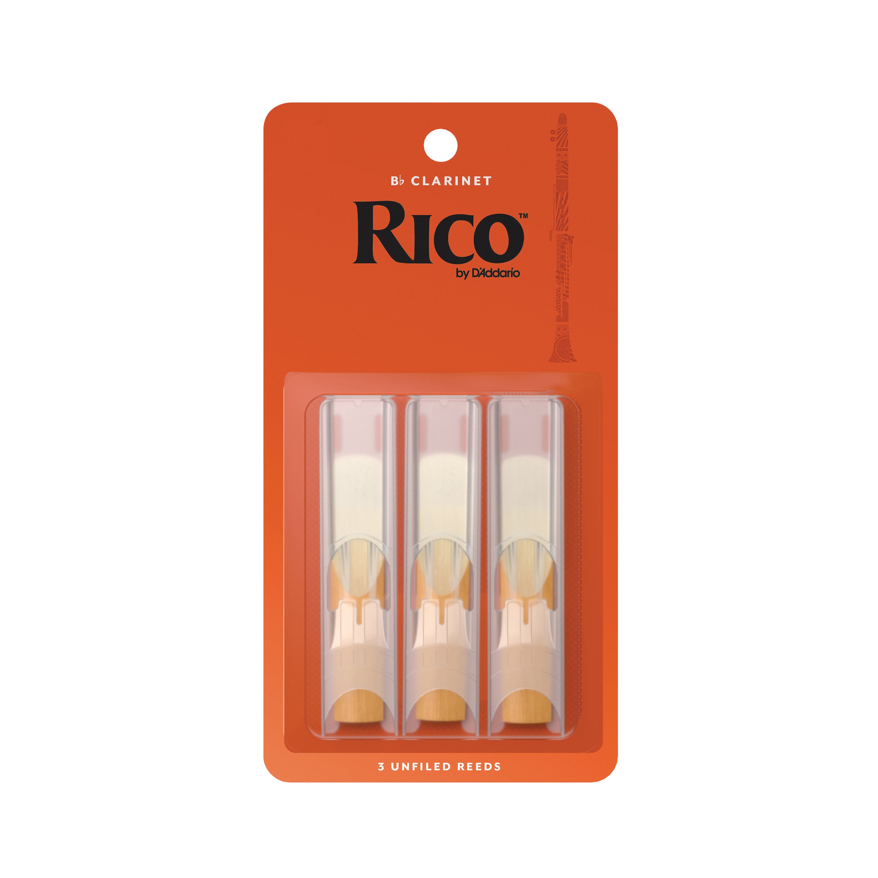 Rico by D'Addario Bb Clarinet Reeds, Strength 2.5, 3-pack
