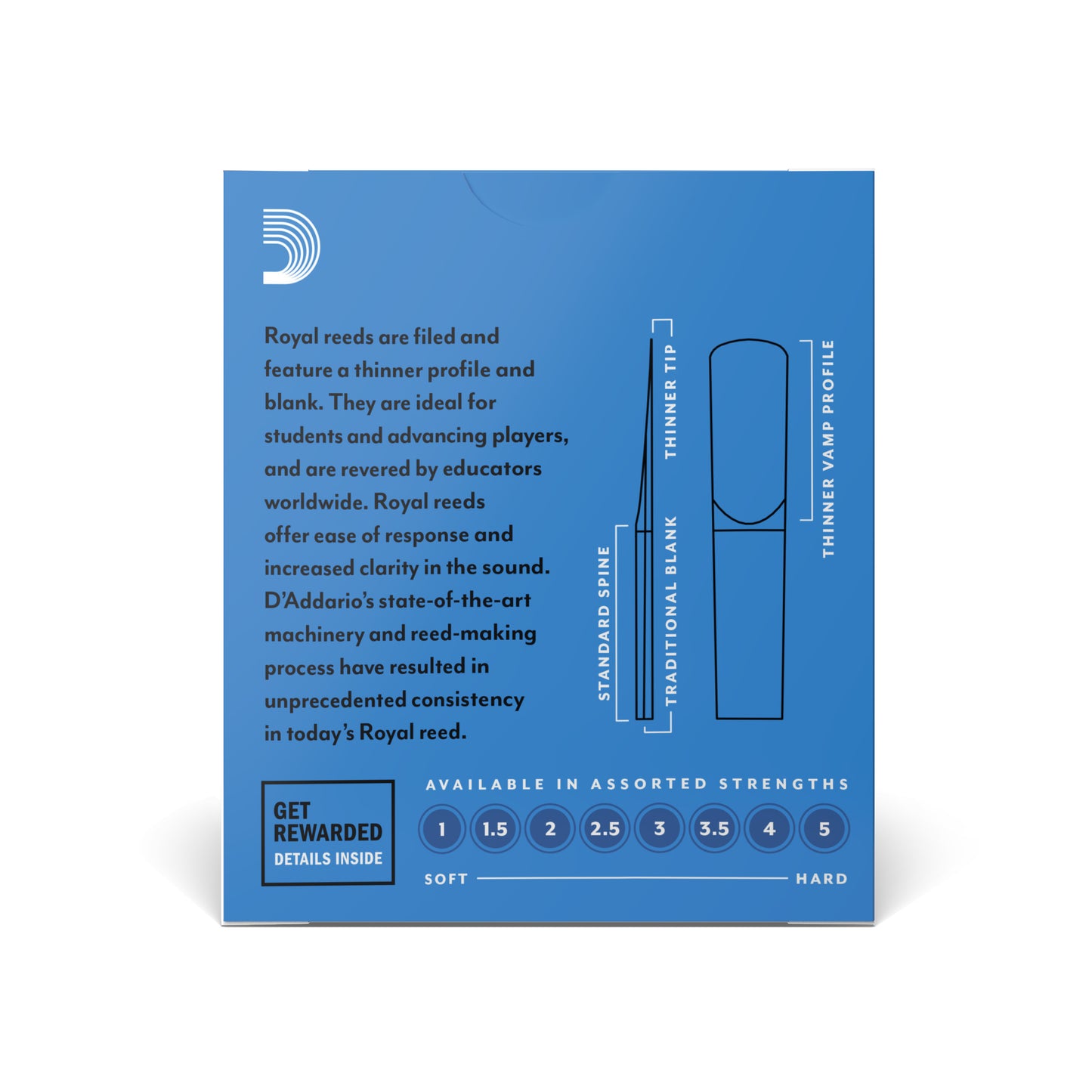 Royal by D'Addario Bb Clarinet Reeds, Strength 3.5, 10-pack