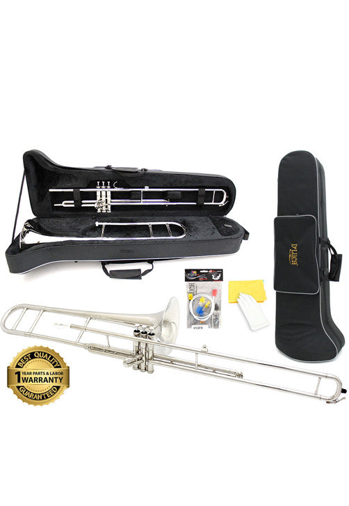 D'Luca 710 Series Nickel Plated Bb Valve Trombone with Professional Case, Cleaning Kit and 1 Year Manufacturer Warranty