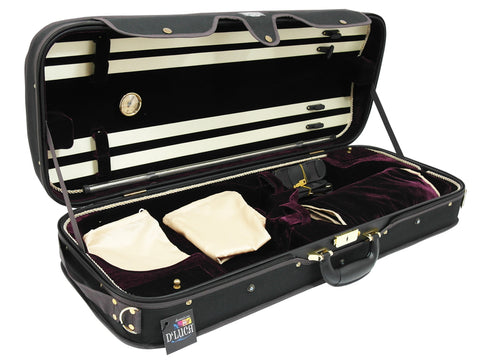 D'Luca Double Violin Case Black-Burgandy