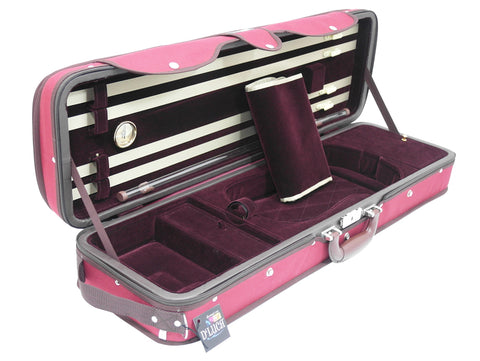 D'Luca Heavy Duty Oblong Violin Case 4/4 Red-Burgandy