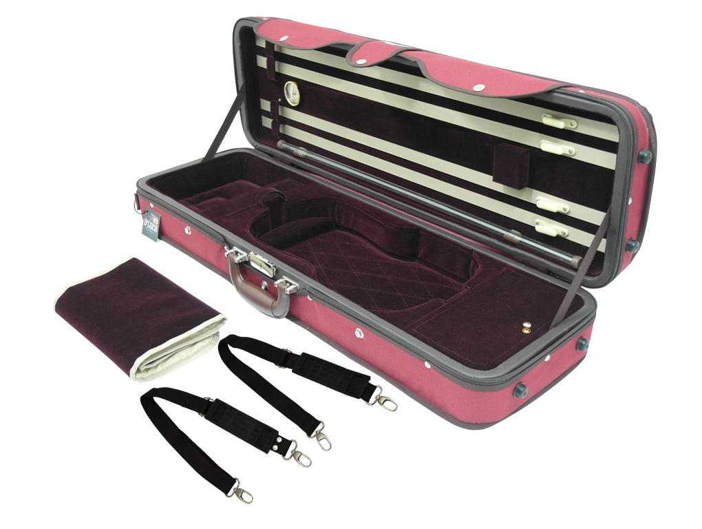 D'Luca Heavy Duty Oblong Violin Case 4/4 Red-Burgandy