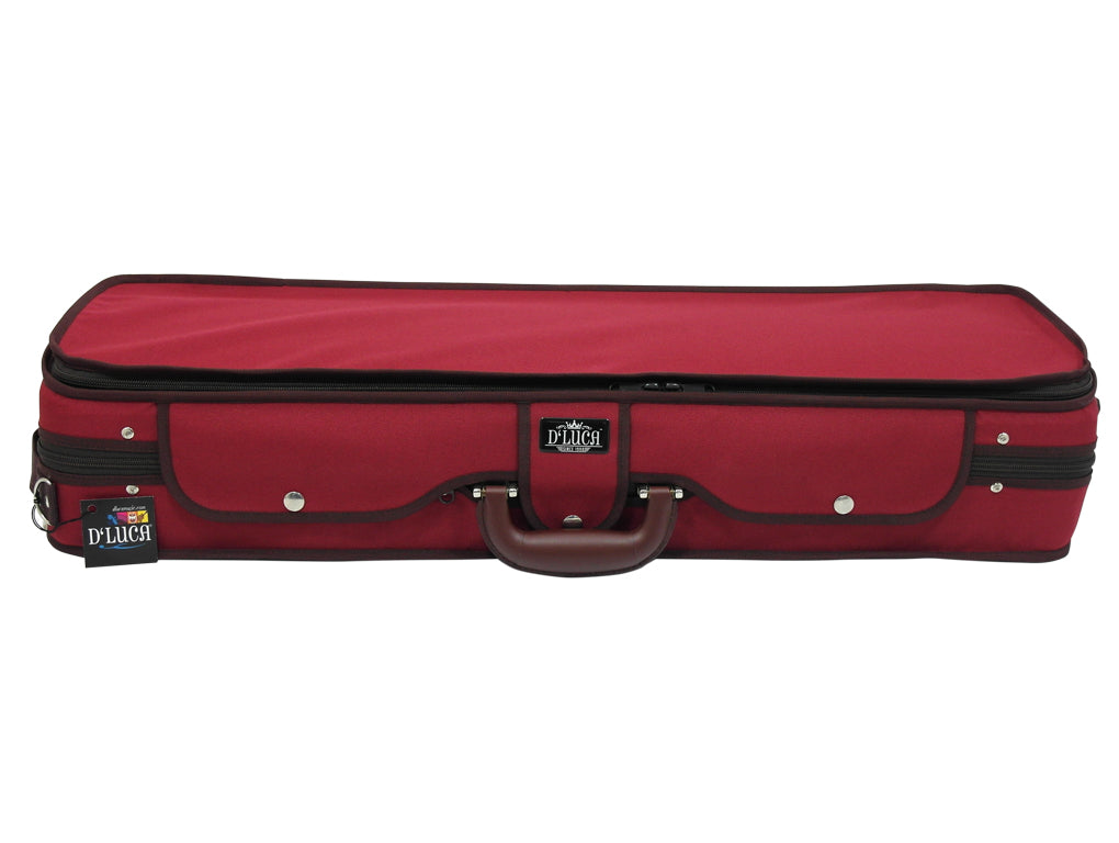 D'Luca Heavy Duty Oblong Violin Case 4/4 Red-Burgandy