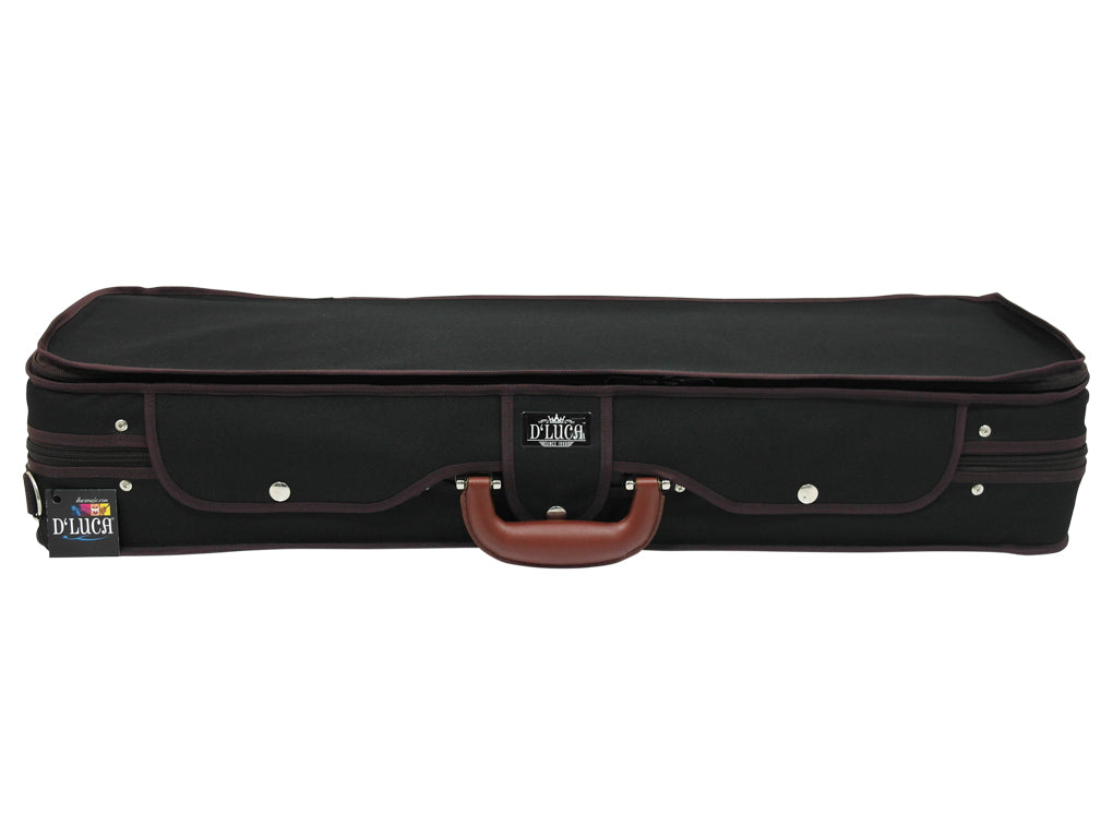 D'Luca Heavy Duty Oblong Violin Case 4/4 Black-Burgandy
