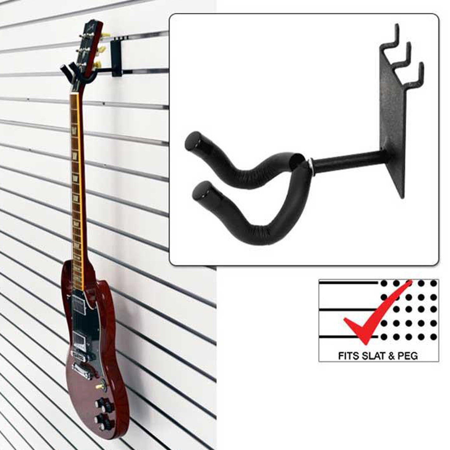 D'Luca 2" Guitar Hanger Fits Slatwall And Peg Wall
