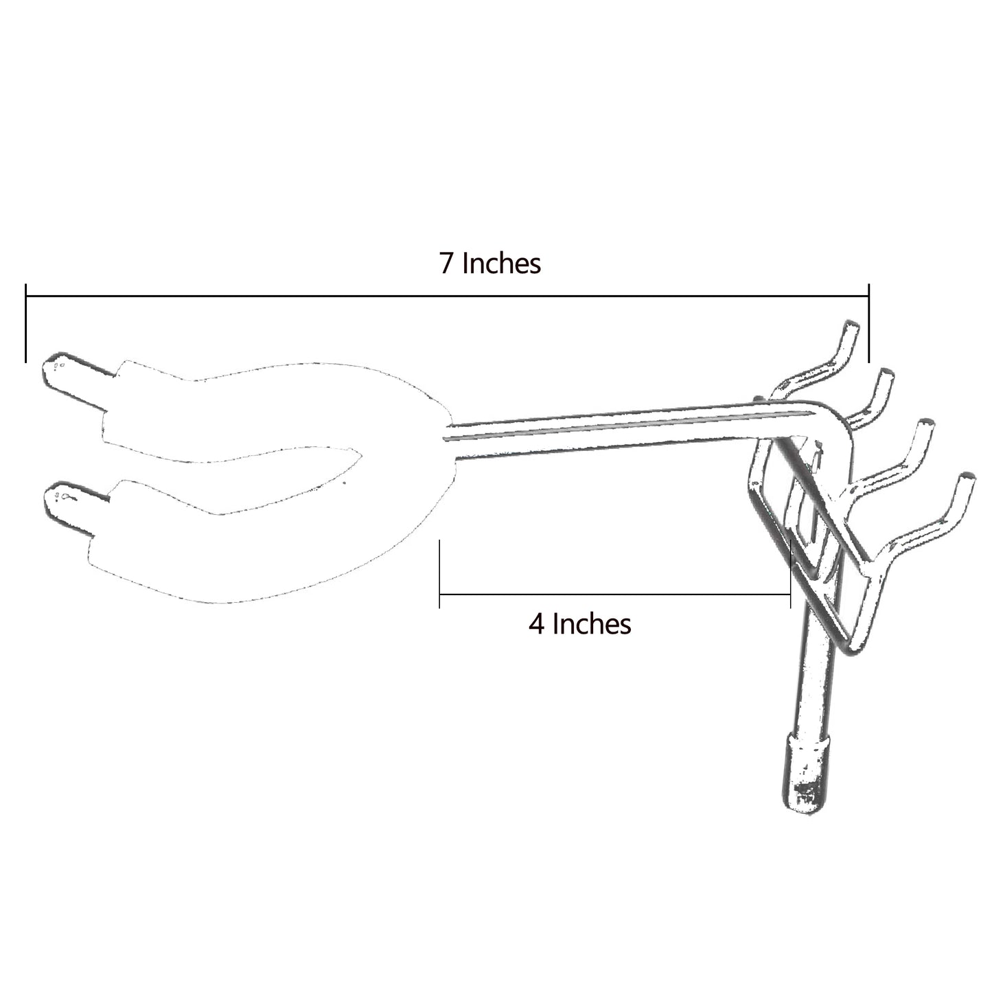 D'Luca 4" Front Facing Fixed Angle Guitar Hanger Fits Slatwall And Peg Wall