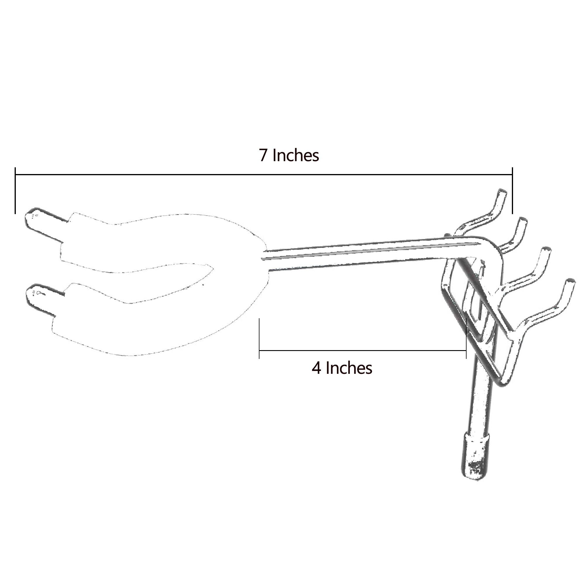 D'Luca 4" Front Facing Fixed Angle Guitar Hanger Fits Slatwall And Peg Wall