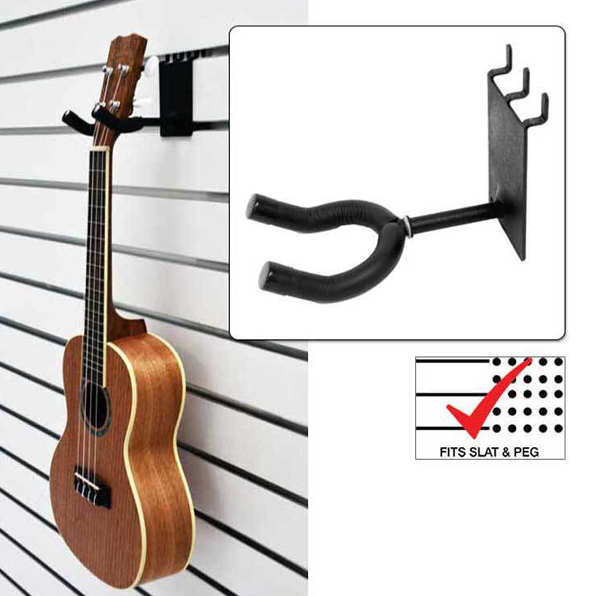 D'Luca 2" Ukulele/Mandolin Holder Fits Slatwall And Peg Wall
