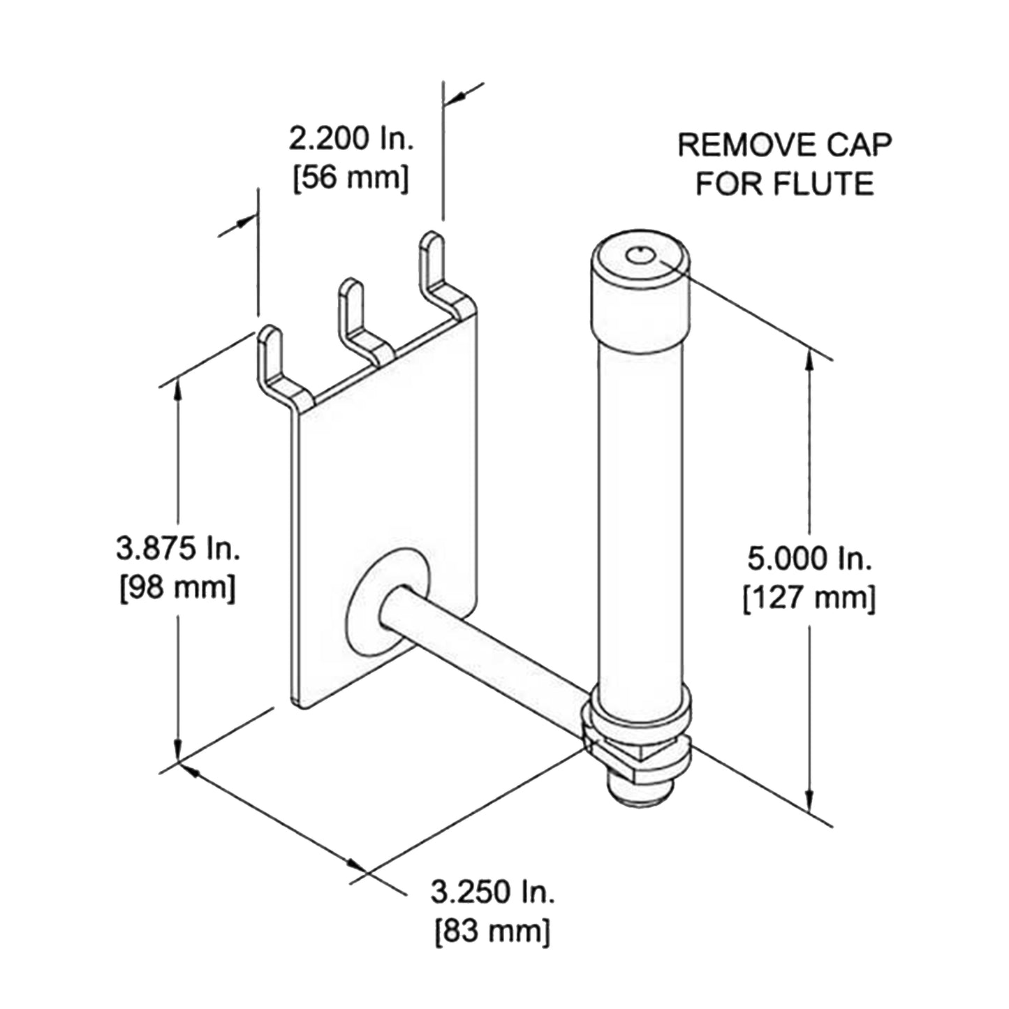 D'Luca 3.25" Flute Holder Fits Slatwall And Peg Wall