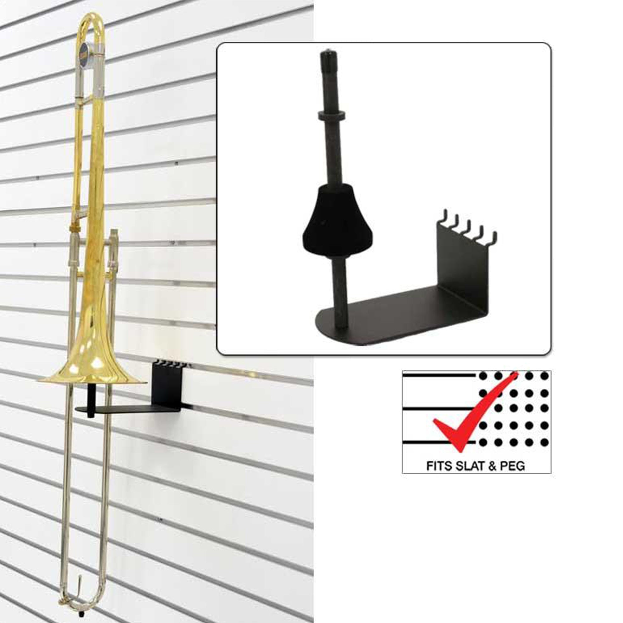 D'Luca Trombone Holder Fits Slatwall And Peg Wall