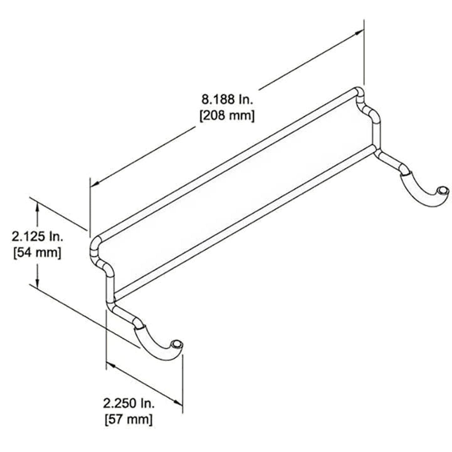 D'Luca Wire, Horizontal Flute Holder Fits Slatwall