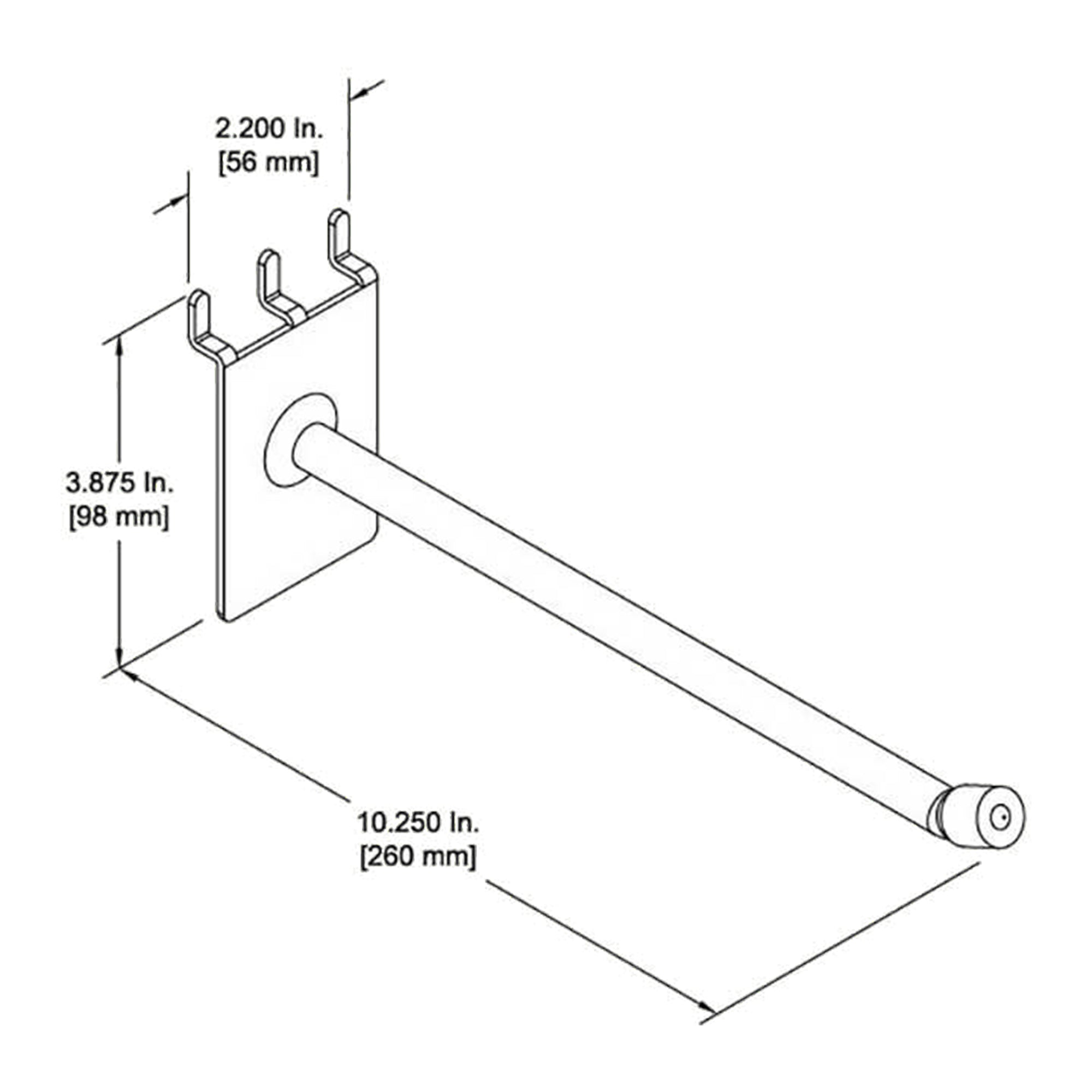 D'Luca 10" Padded Hook Fits Slatwall And Peg Wall