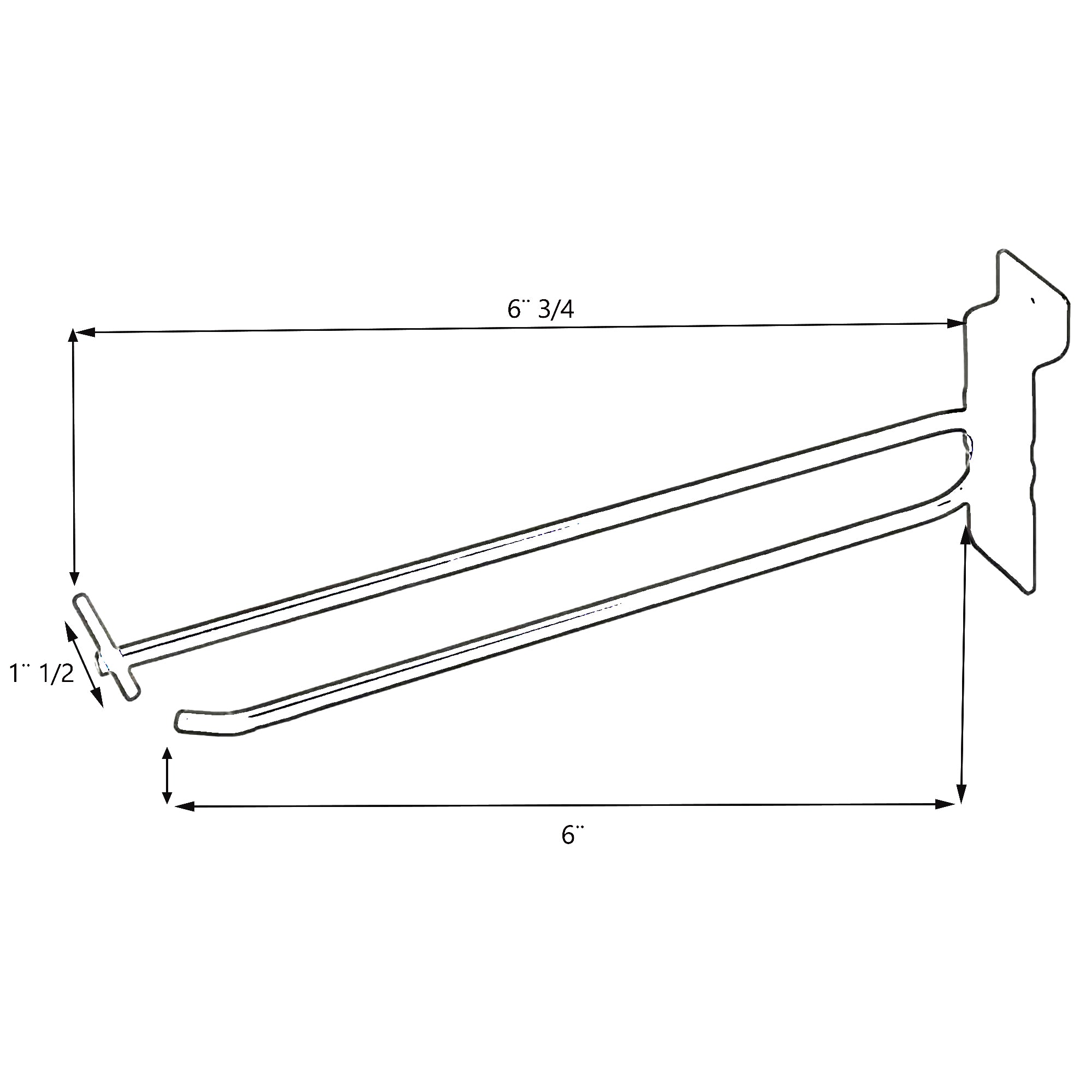 D'Luca 6" Slatwall Flip Top Heavy Durty Hook