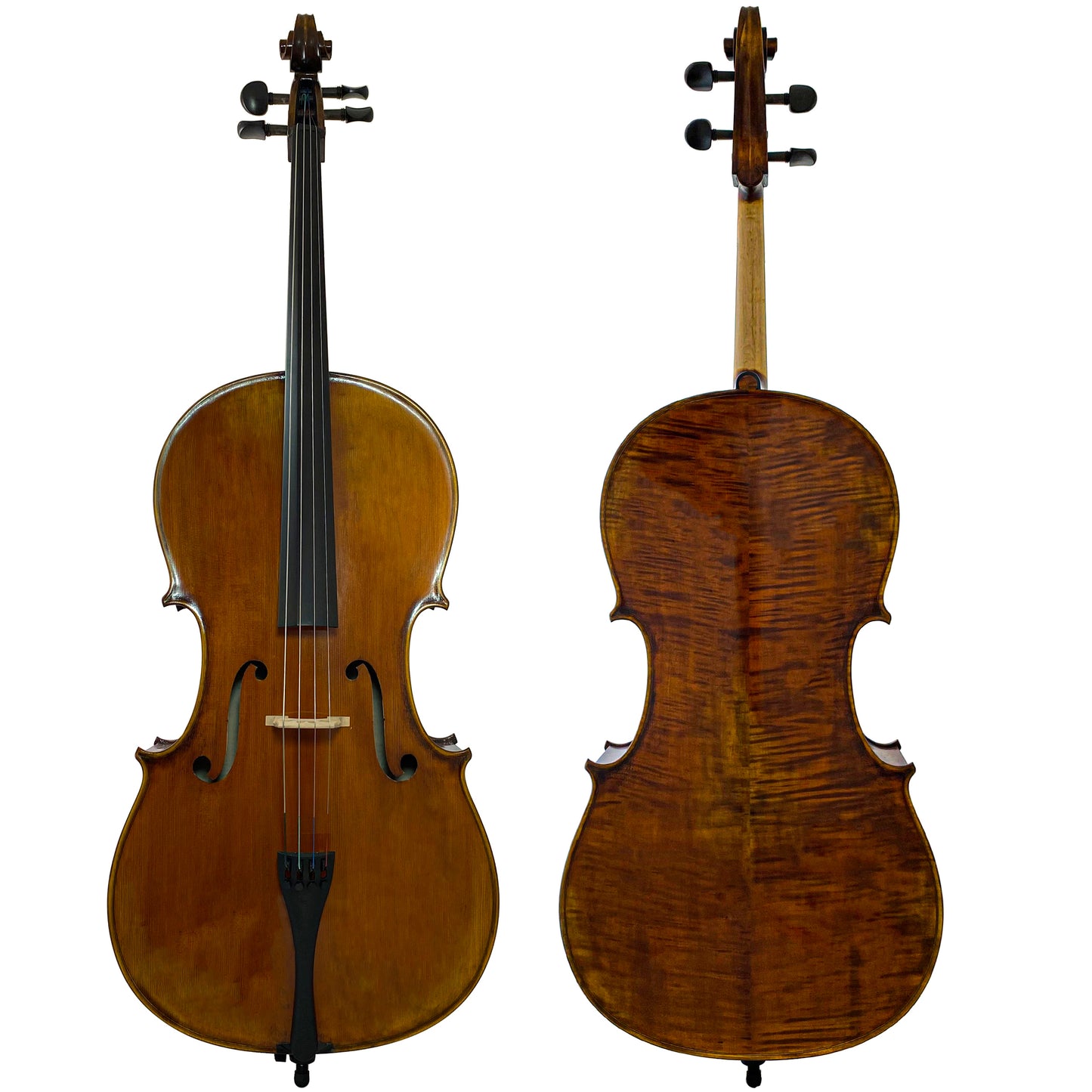 D’Luca PK01 Ebony Flame Back and Side Cello With Gig Bag, Bow And Rosin, 4/4 Full size