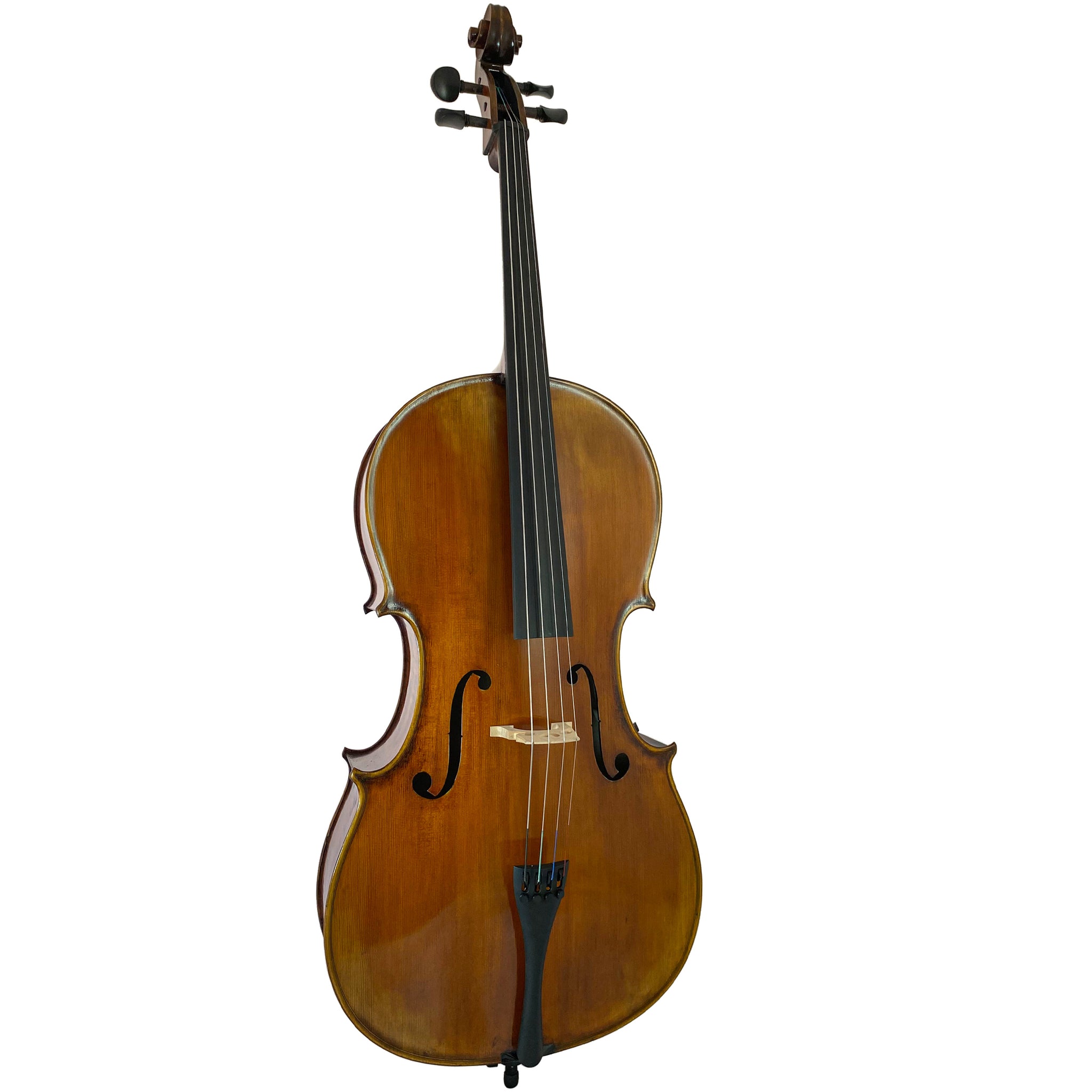 D’Luca Flamed Cello Outfit With Ebony fittings And Antique Finish, 3/4  Size