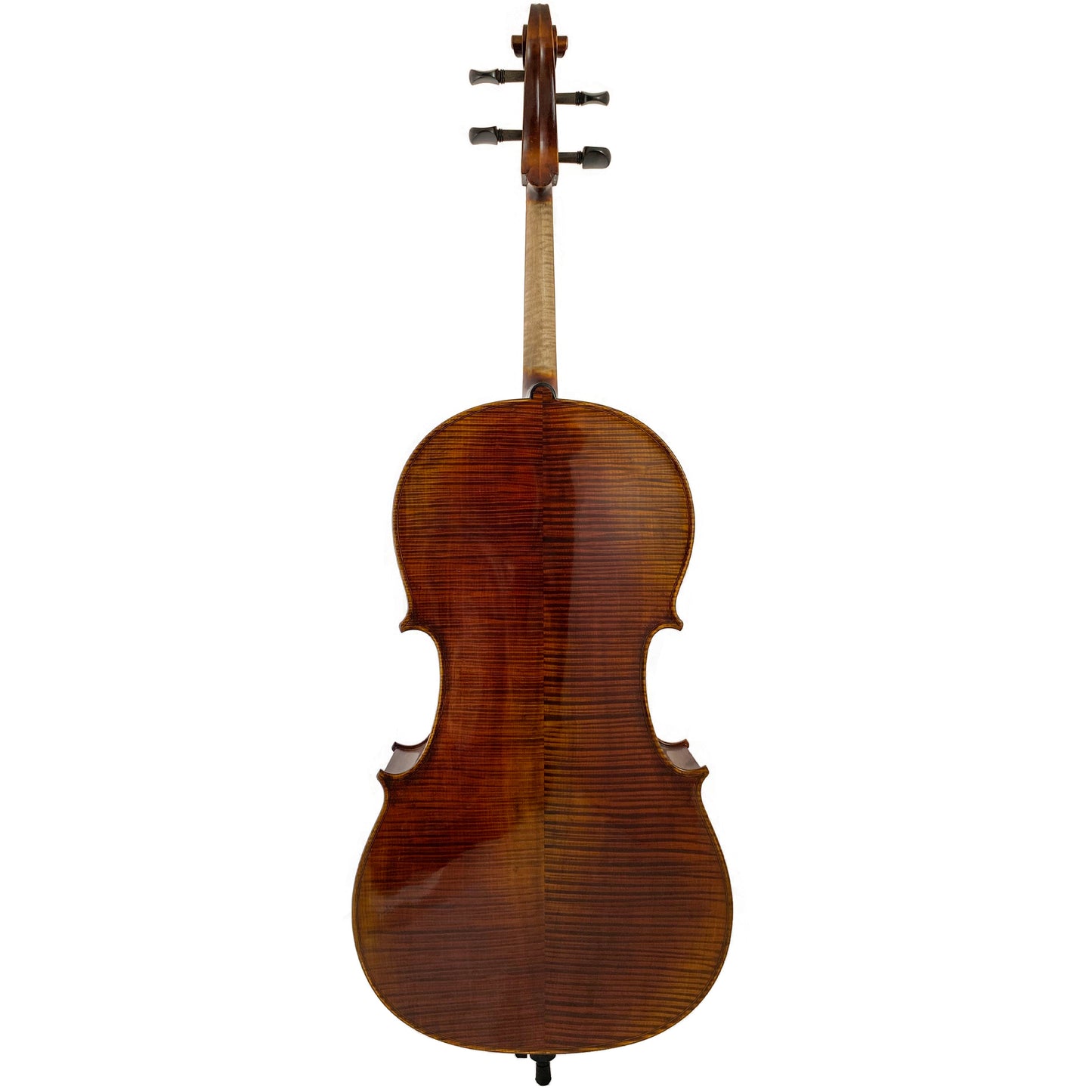 D’Luca Flamed Ebony Inlaid Professional Cello Outfit With Padded Gig Bag, 4/4 Size