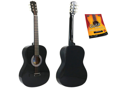 Star Acoustic Guitar 38 Inch with Beginner's Guide, Black