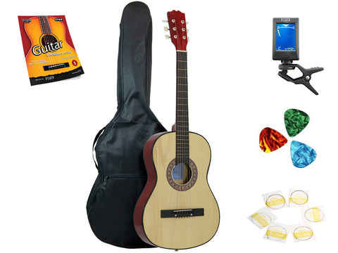 Star Acoustic Guitar 38 Inch with Bag, Tuner, Strings, Picks and Beginner's Guide, Natural