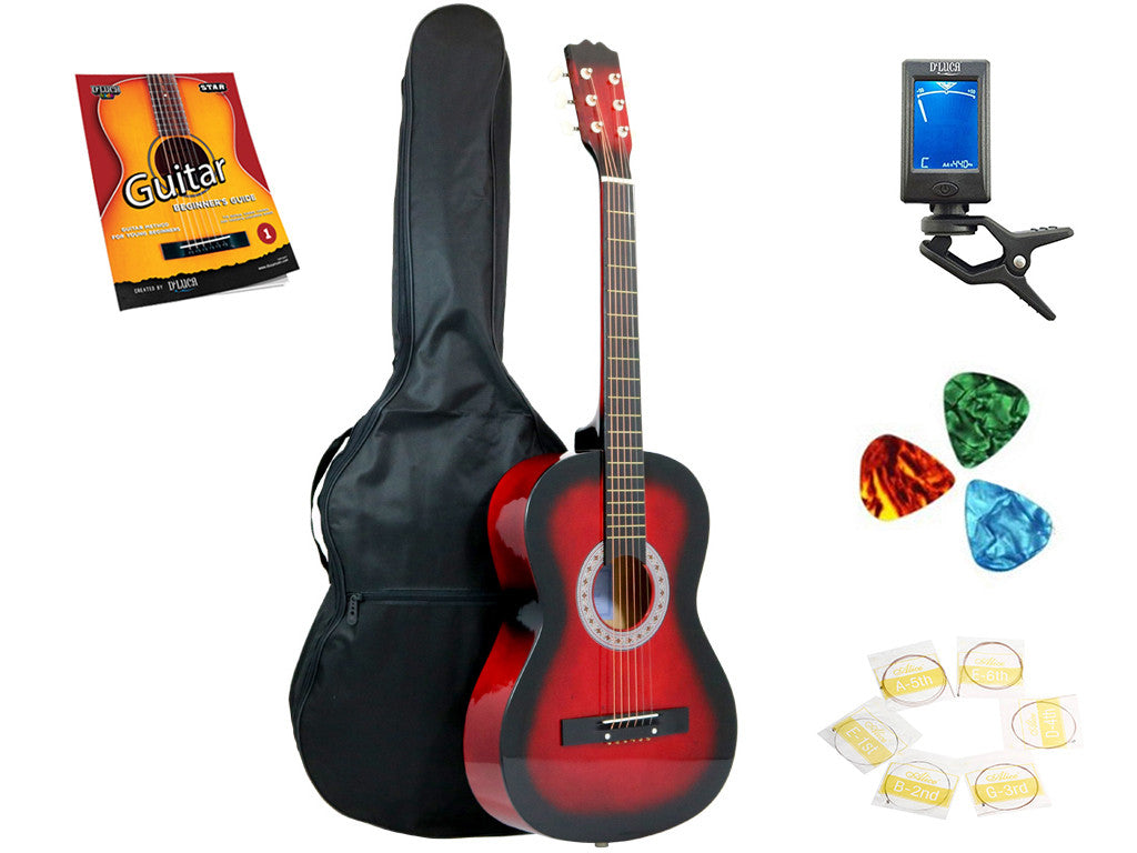 Star Acoustic Guitar 38 Inch with Bag, Tuner, Strings, Picks and Beginner's Guide, Redburst