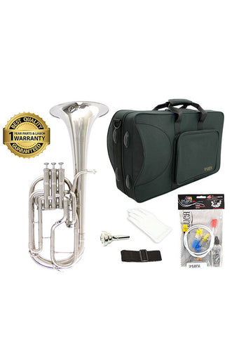 D'Luca 860 Series Nickel Plated Eb Alto Horn with Rose Brass Leadpipe, Professional Case, Cleaning Kit and 1 Year Manufacturer Warranty