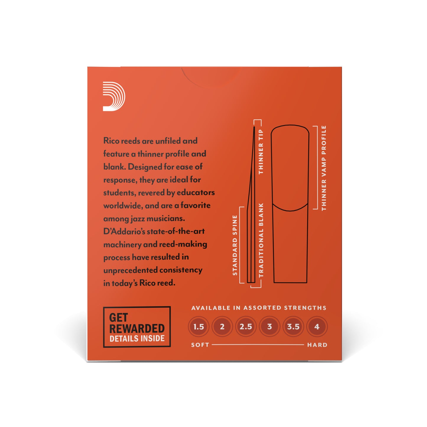 Rico by D'Addario Alto Saxophone Reeds, Strength 3.0, 10-pack