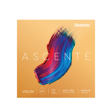 D'Addario Ascenté Violin String Set, 1/8 Scale, Medium Tension