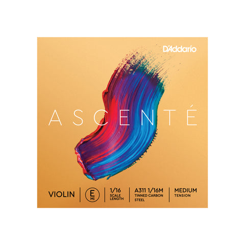 D'Addario Ascenté Violin E String, 1/16 Scale, Medium Tension