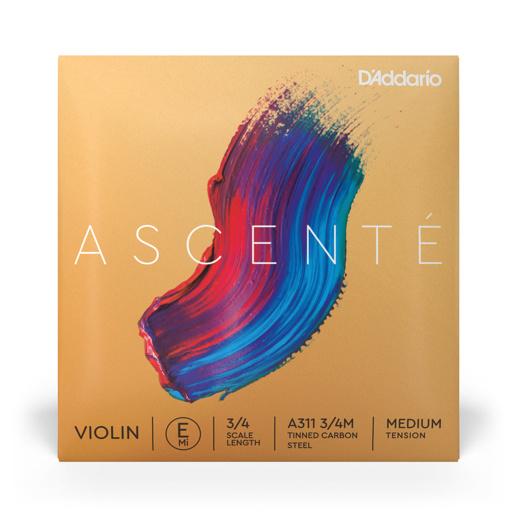 D'Addario Ascenté Violin E String, 3/4 Scale, Medium Tension
