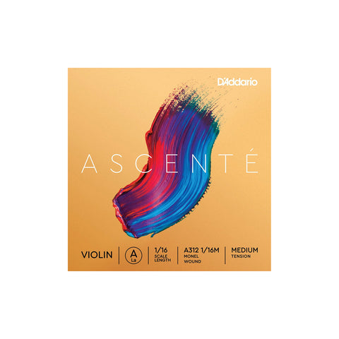 D'Addario Ascenté Violin A String, 1/16 Scale, Medium Tension