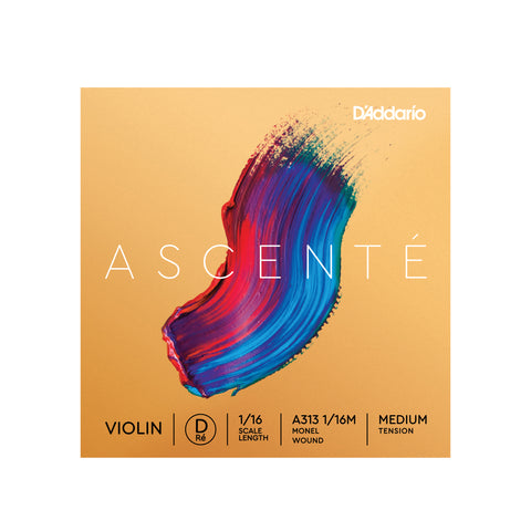 D'Addario Ascenté Violin D String, 1/16 Scale, Medium Tension