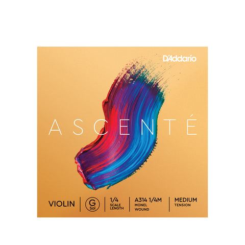 D'Addario Ascenté Violin G String, 1/4 Scale, Medium Tension