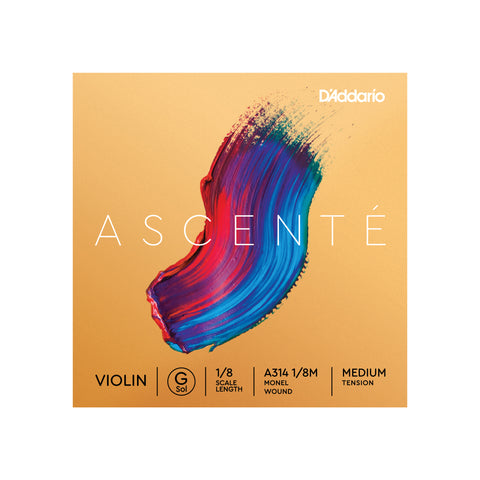 D'Addario Ascenté Violin G String, 1/8 Scale, Medium Tension