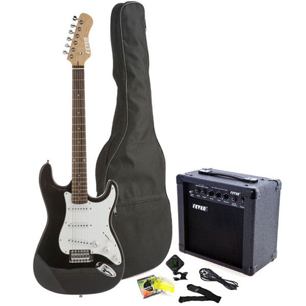 Fever Full Size Electric Guitar with 20-Watts Amplifier, Gig Bag, Clip on Tuner, Cable, Strap and Strings Color Blue