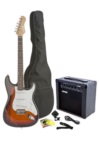 Fever Full Size Electric Guitar with 20-Watts Amplifier, Gig Bag, Clip on Tuner, Cable, Strap and Strings Color Sunburst