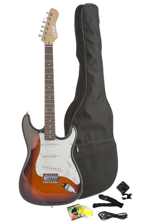 Fever Full Size Electric Guitar with Gig Bag, Clip on Tuner, Cable, Strap and Strings Color Sunburst