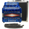 Baronelli Full Size 31 Button 12 Bass Accordion, GCF, With Straps, Case, Blue