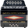 Baronelli 34 Button Accordion 12 Bass, 3 Switch, FBE, With Staps And Case, Black