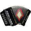 Baronelli 34 Button Accordion 12 Bass, 3 Switch, FBE, With Staps And Case, Black