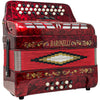 Baronelli 34 Button Accordion 12 Bass, 3 Switch, GCF, With Staps And Case, Red