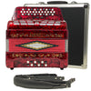 Baronelli 34 Button Accordion 12 Bass, 3 Switch, GCF, With Staps And Case, Red