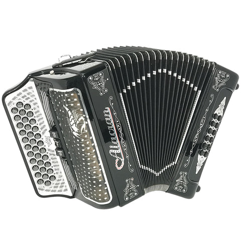 Alacran 34 Button 12 Bass 3 Switches Button Accordion EAD With Straps And Case, Black