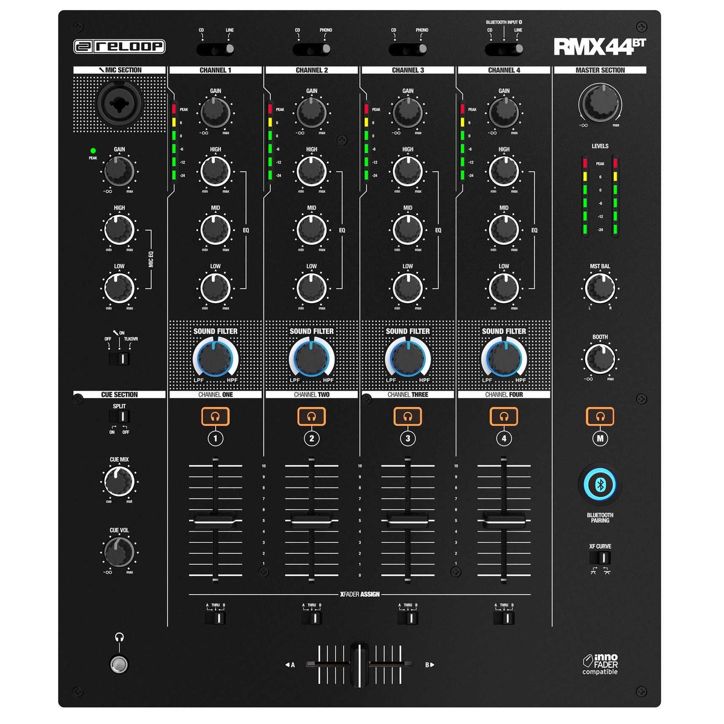 Reloop RMX-44BT 4-Channel Bluetooth DJ Club Mixer