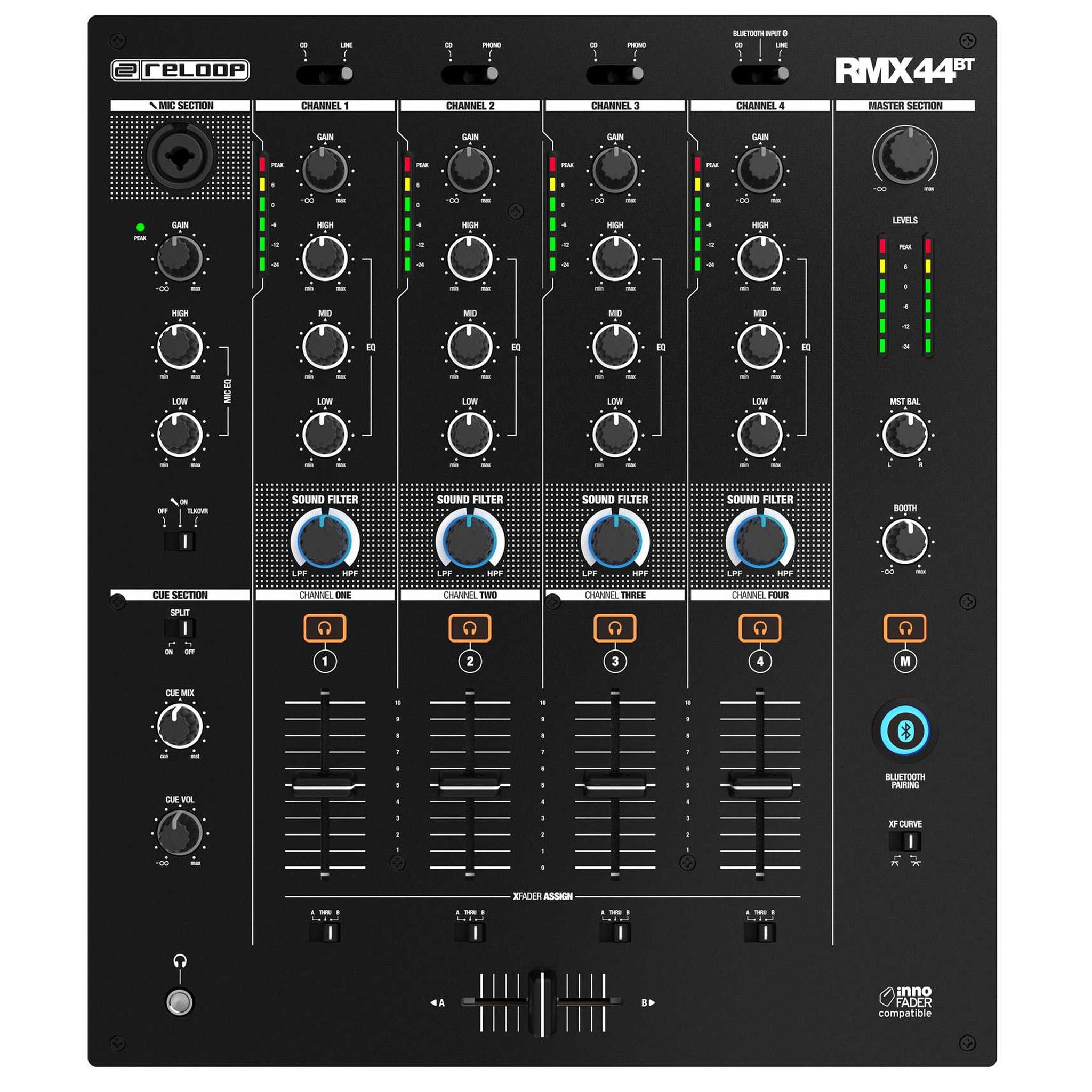 Reloop RMX-44BT 4-Channel Bluetooth DJ Club Mixer