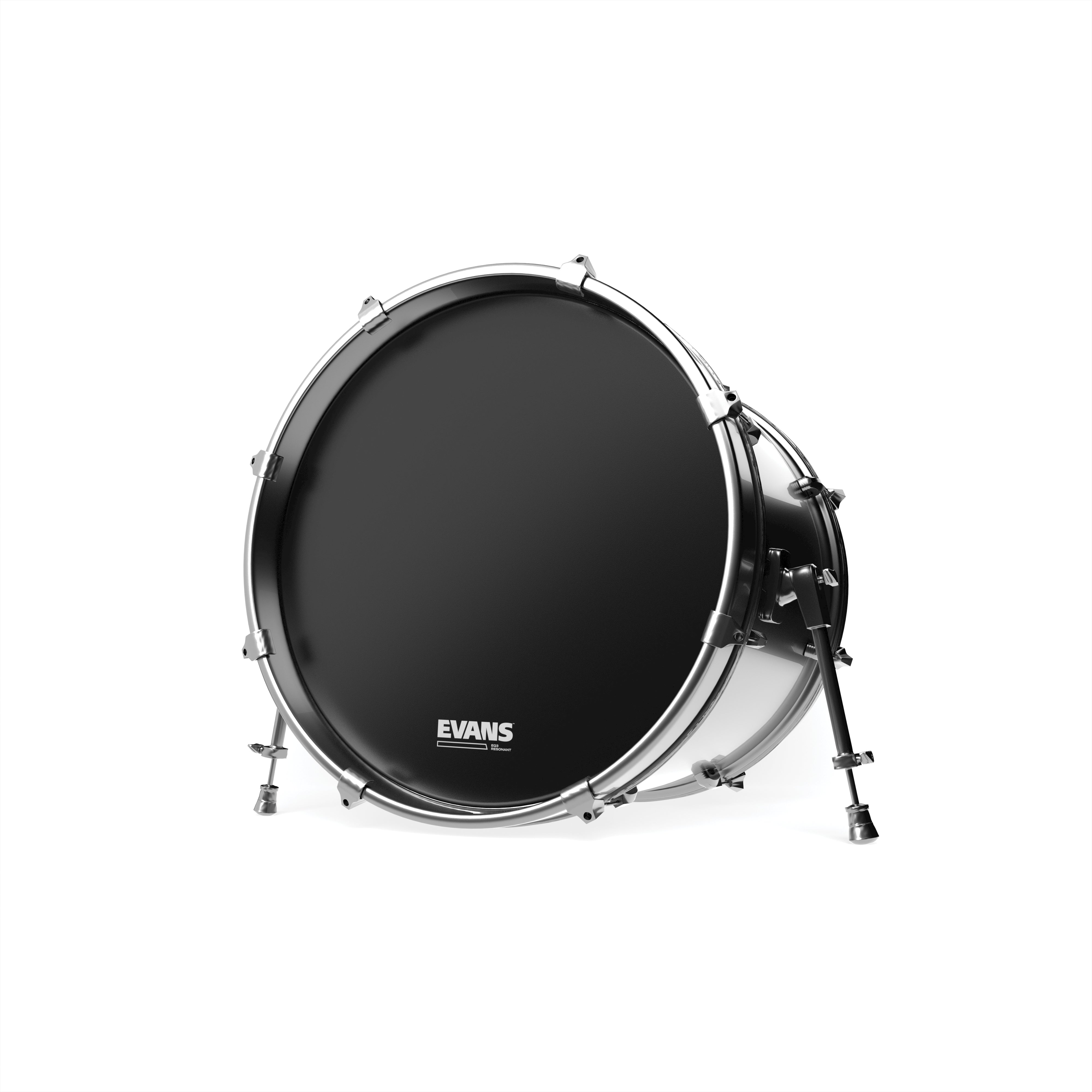 Evans EQ3 Resonant Black Bass Drum Head, No Port, 26 Inch