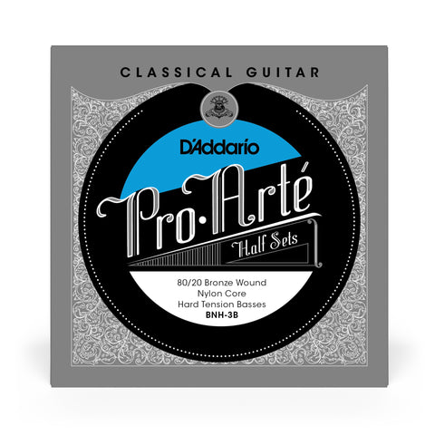 D'Addario BNH-3B Pro-Arte 80/20 Bronze on Nylon Core Classical Guitar Half Set, Hard Tension