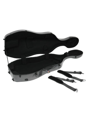 D'Luca Orchestral Series Fiberglass Cello Case Black, C004-BK